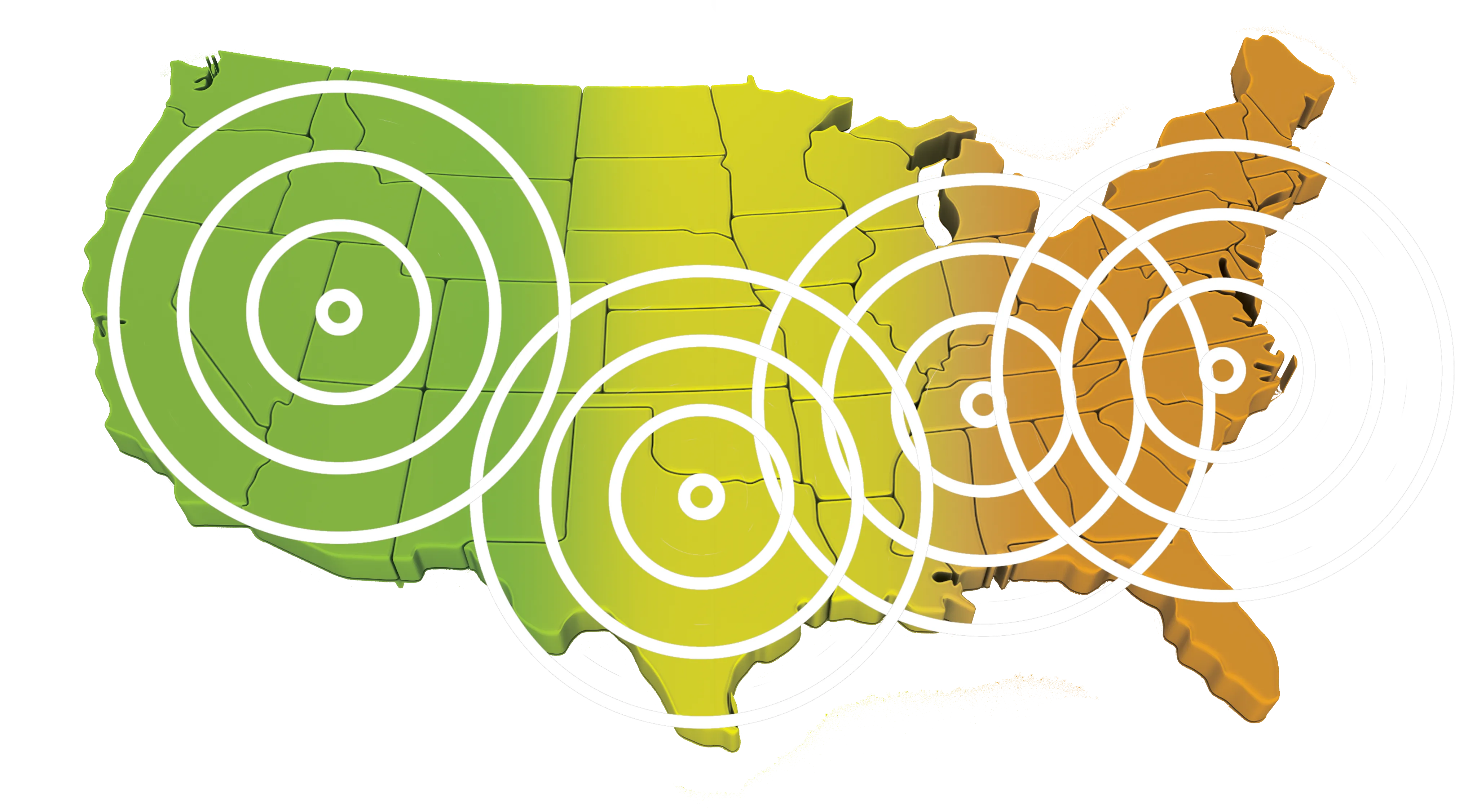 US map with rings